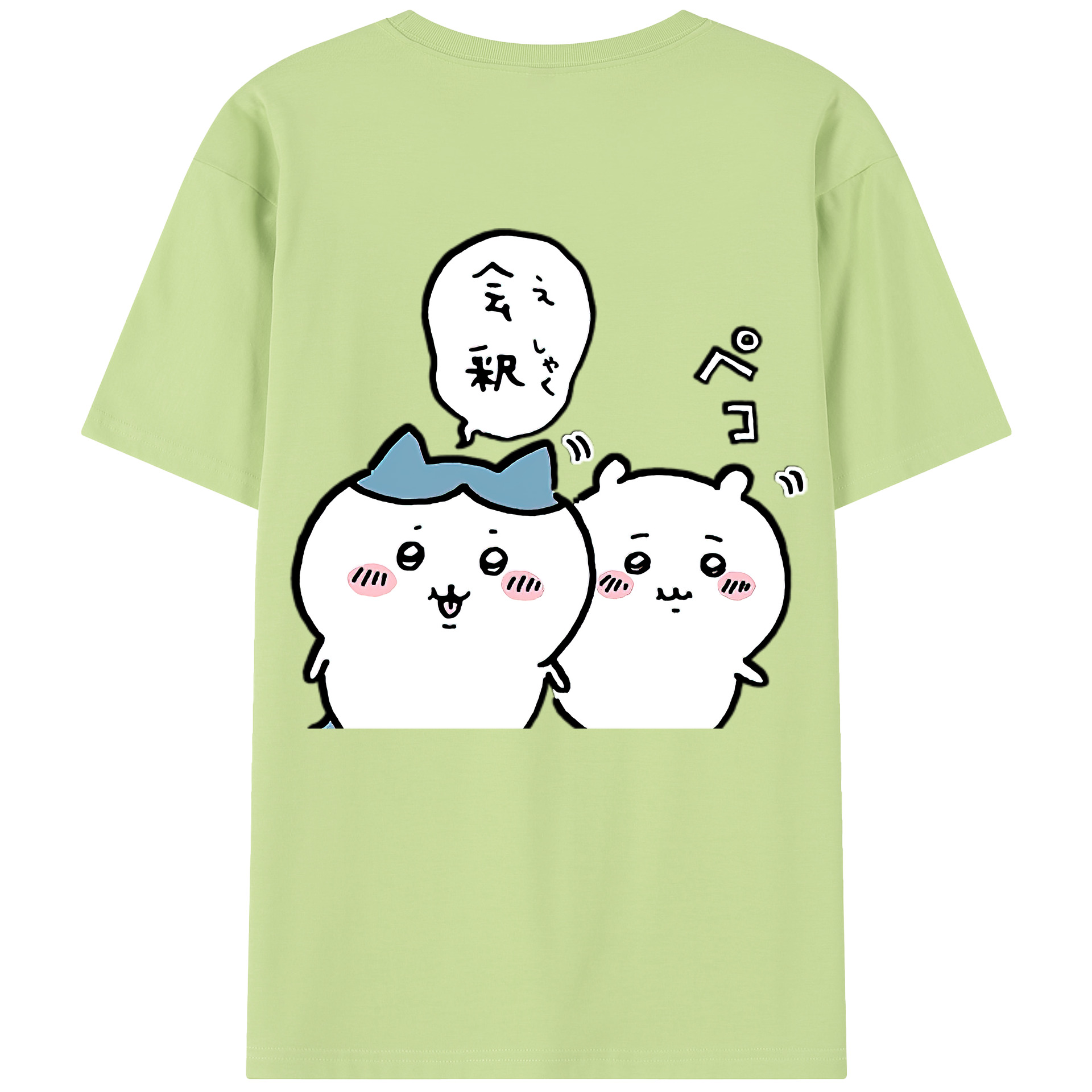 （画像用） ちいかわ ハチワレ Chii-kawa hachiware 綿100％半袖Tシャツ（背面プリント）